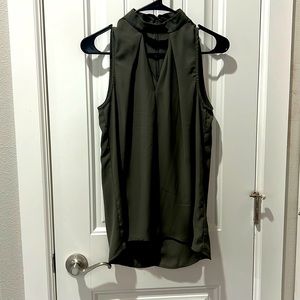 Olive Green Halter Cut Out Tank Top Blouse